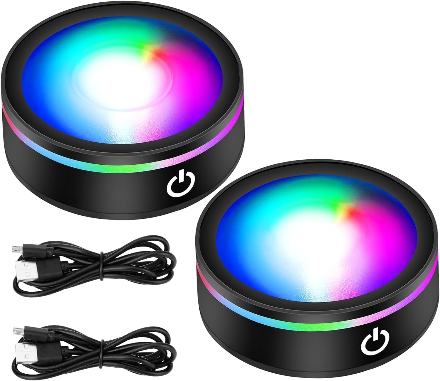EEEKit LED Light Base, 2 PCS Multicolor Lamp Bases, Crystal Light Display Stand with Colour Changing for 3D Glass Art