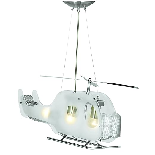 Searchlight 639 Novelty Satin Silver Frosted Glass Helicopter