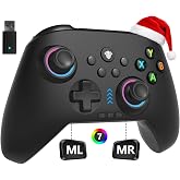 YUYIU Wireless Gaming Controller for PC, Switch, Steam Deck, Android, iOS | Bluetooth Controller with Hall Effect Joystick/RGB/1000Hz/Turbo/Macro/800mAh Battery/6-Axis Gyro/Vibration (Black)