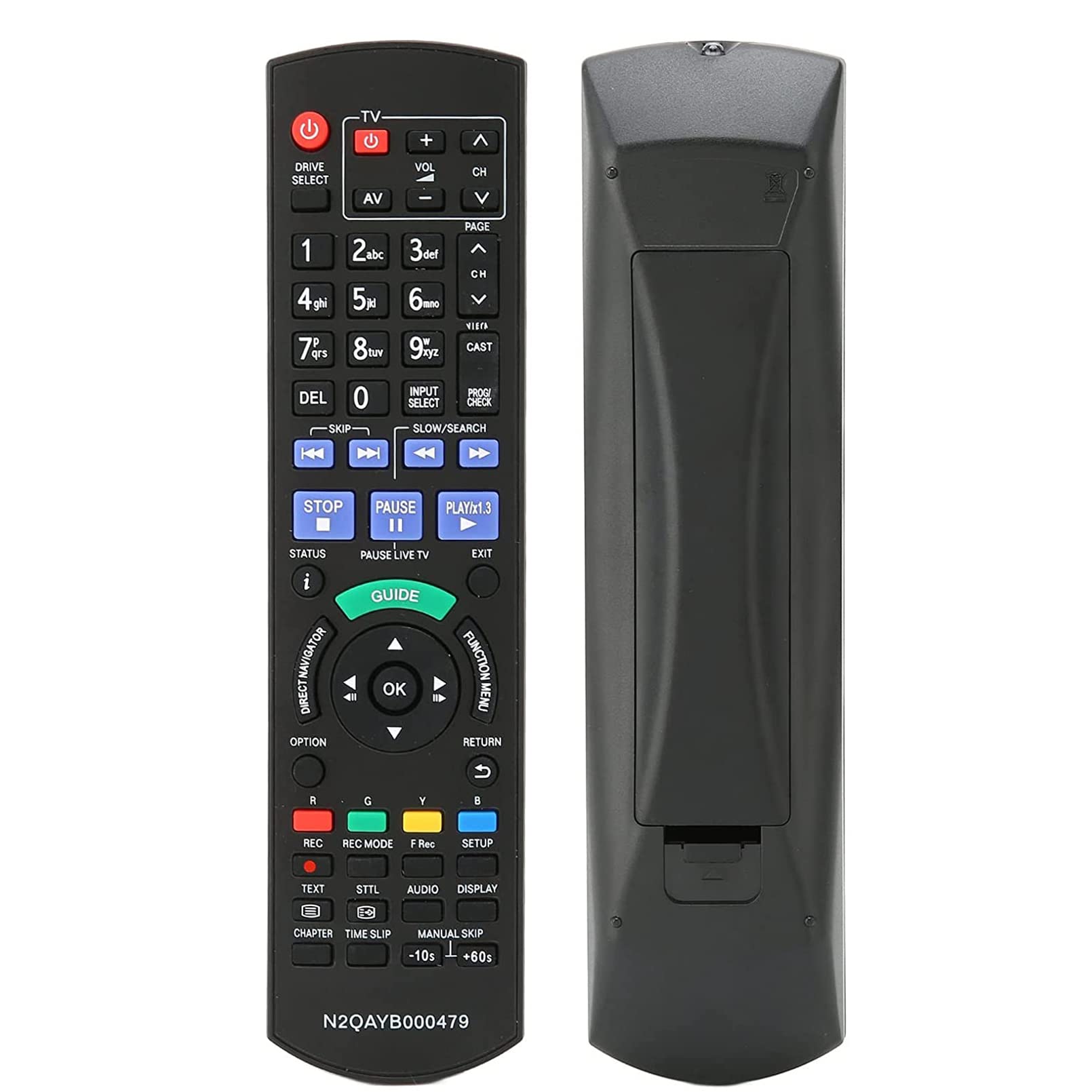 VINABTY N2QAYB000479 Replacement Remote Control fit for Panasonic DVD TV Recorder DMR-XW480 DMRXW480 DMR-XW380 DMR-XW385 DMR-XW390 DMRXW380 DMRXW385 DMRXW390 DMR-XW380GL DMR-XW385GL DMR-XW390GL