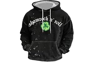 St Patricks Day Sweatshirt Long Sleeve Lightweight Hoodie and Hooded Funny Sweater Irish Green Shamrock 2026 Men's Shirt