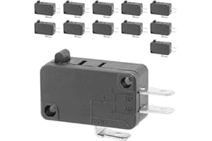 SINORS 12PCS Micro Limit Switch, Momentary Snap-in Micro Switch, 16A 125/250V AC, 12V DC SPDT 3Pin 1NO/1NC Limit Switch for Microwave Oven Freezer Arcade, KW7