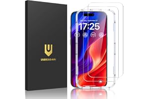 UNBREAKcable 2-Pack Screen Protector for iPhone 16, Double Shatterproof Tempered Glass [Easy Installation Frame] [9H Hardness