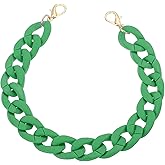 PATIKIL Acrylic Purse Chain, 15 Inch Acrylic Chain Linking Rings Handbag Strap Quick Link C-Clips Hooks Connectors for Jewelry Making DIY Craft Purse Eyeglass, Matte Dark Green