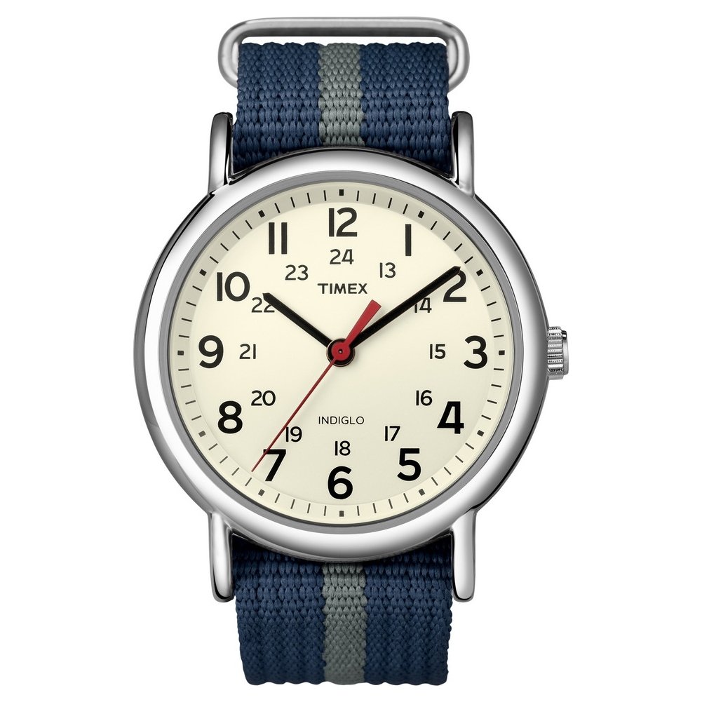 Timex Unisex Watch T2N654PF with Cream Dial and Grey Nylon Strap