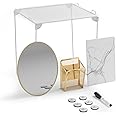 U Brands Locker Organizer and Decorating Kit, Back to School Essentials, Gold, 11-Piece, Includes Marble-Print Accessories, Mirror, Shelf, and More (4146U01-06)