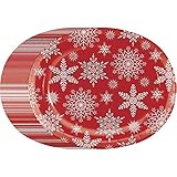 Christmas Snowflake Scatter Sturdy Oval Platter Disposable Paper Plates