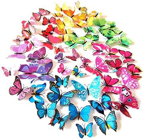 72PCS 3D Butterfly Stickers Wall Stickers Crafts Butterflies with Sponge Gum
