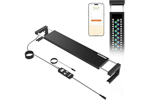 GLOWRIUM Smart Aquarium Light, Bluetooth + WiFi Dual Control Freshwater Fish Tank Light with App, Multi-preset Spectrum, Brightness Adjustable, Anti-Drop, Real Time Water Temperature Sensor (36-48 in)