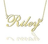AOLO Riley Heart Name Necklace 18k Gold Plated