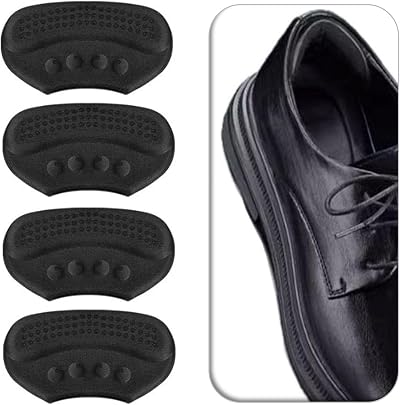 VivoFoot 4 Pcs Anti-Slip Heel Grips 6mm Thick Cushions for Loose Shoes Black