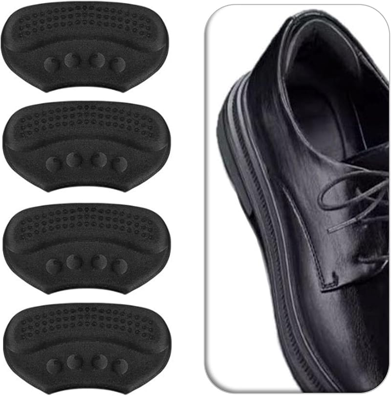 VivoFoot 4 Pcs Anti-Slip Heel Grips 6mm Thick Cushions for Loose Shoes Black