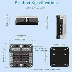 WUPP 12 Volt Fuse Block, Waterproof Boat Fuse Panel