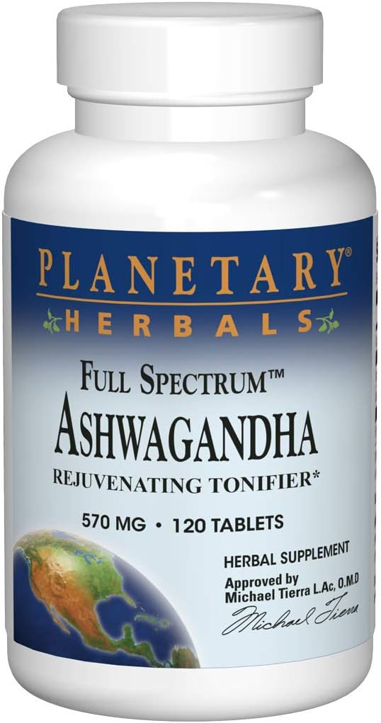 Planetary Herbals Ashwagandha Full Spectrum 570 mg, Rejuvenating Tonifier,120 Tablets: Health & Personal Care