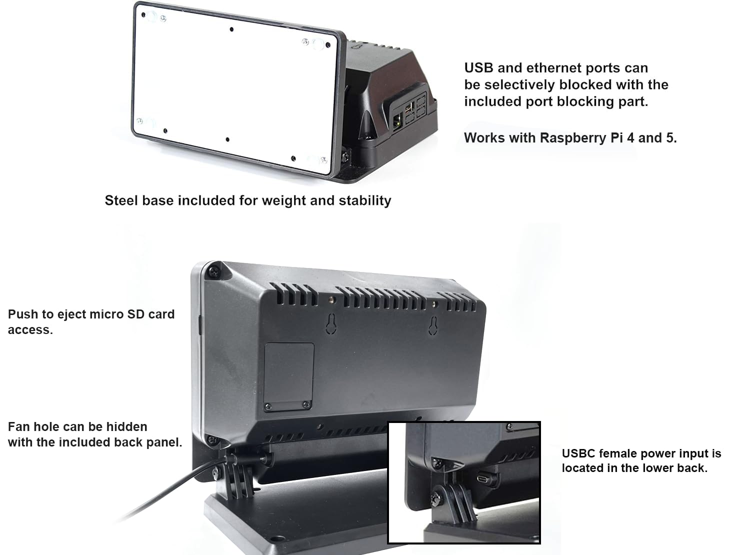 SmartiPi Touch Pro 2 for Raspberry Pi 4 and 5 (Large - with External Micro SD Card Access)