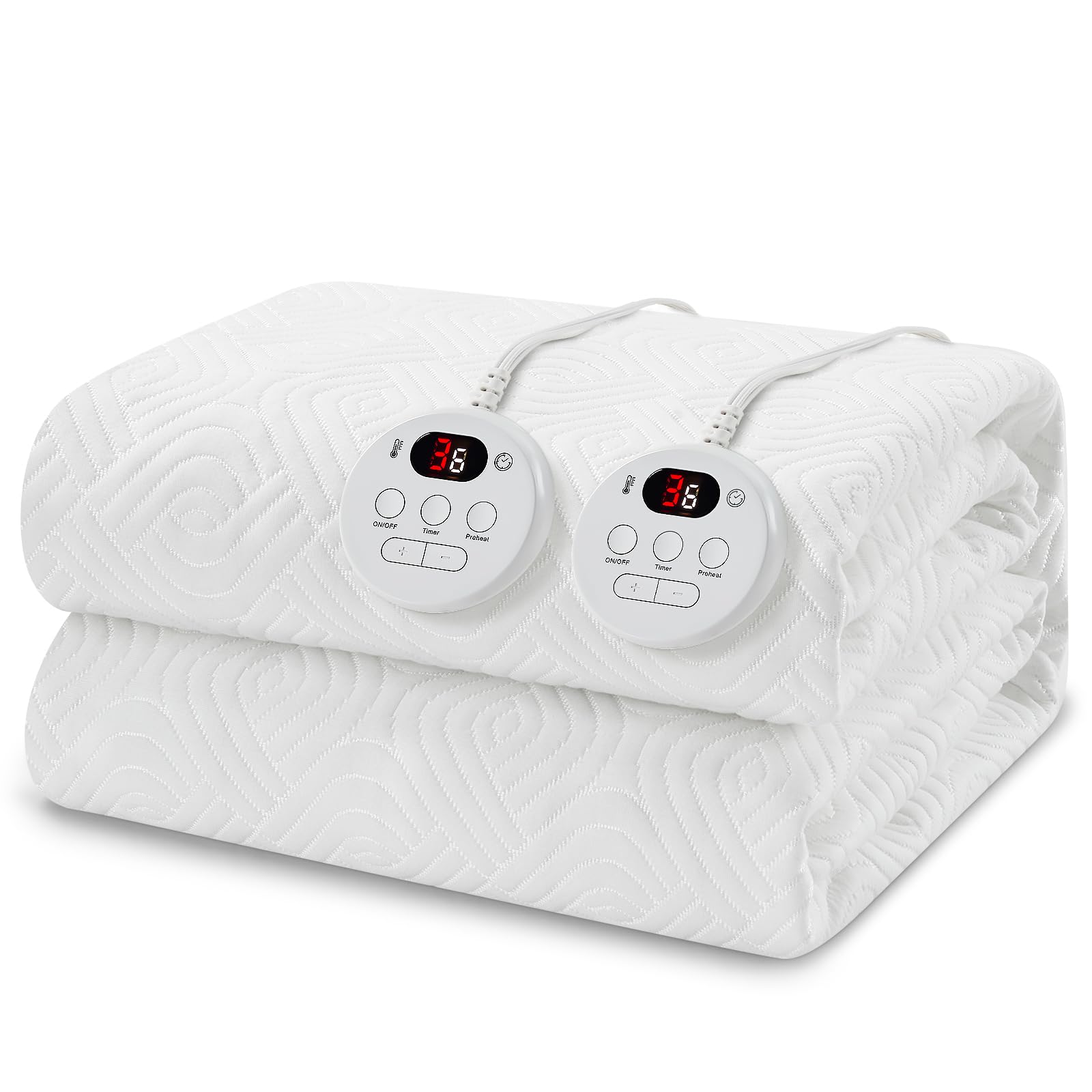 Photo 1 of Easthome Heated Mattress Pad Queen Size - Embossed Electric Mattress Pad Cover Dual Control - 1-10 Hours Auto Shut Off with Deep Pocket White