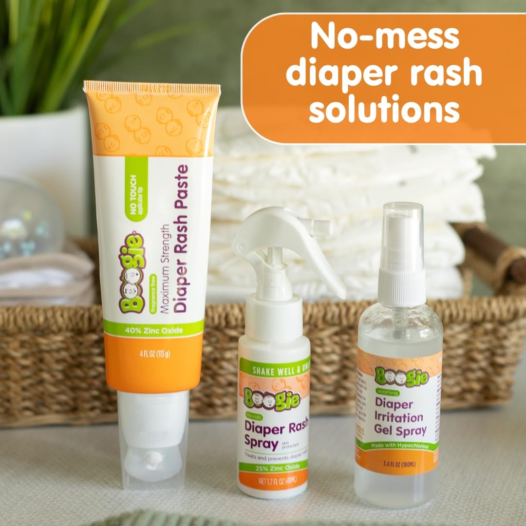 Boogie Hypochlorous Acid Diaper Irritation Gel Spray, Baby Essentials for Diaper Rash, Soothing Cleansing Spray, 3.4oz