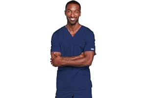 Cherokee Scrubs for Men & Women V-Neck Scrub Top with 4 Pockets, Cotton Blend Soft Stretchy Easy Care Nursing Uniform - 4725