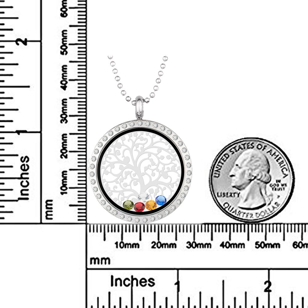 EBOETA Birthstone Pendant Necklace Floating Charm Locket Necklace Gifts for Mom Grandma Sister Friends