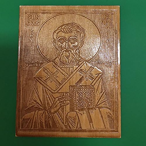 Saint Gregory Icon Russian Ukrainian Armenian Greek Orthodox Wooden Engraved Carved Icon god. Christian Gift. Magnet