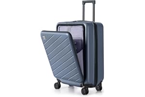 AnyZip Carry On Luggage 20'' Suitcase with Pocket Compartment ABS+PC Spinner Wheels TSA Lock Navyblue