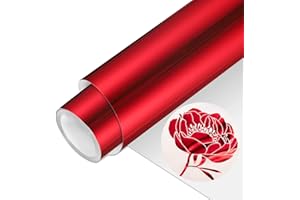VINYL FROG Metallic Foil HTV Vinyl Roll 12" x5ft Red Heat Transfer Vinyl Chrome Iron on Vinyl Easy to Cut & Weed DIY Heat Press Design for T-Shirts