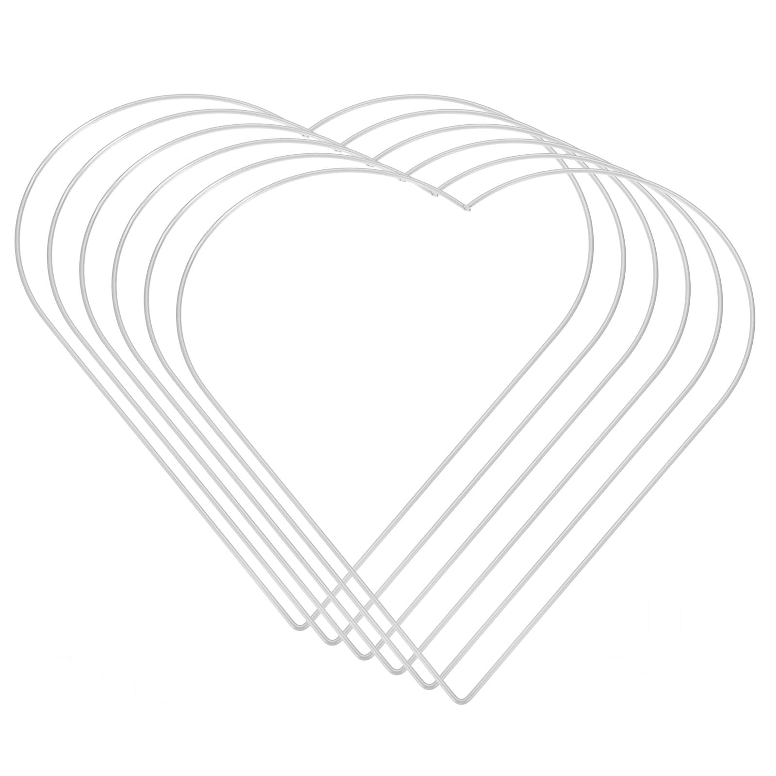 PATIKIL 11.8" Heart Dream Catcher Rings, 6 Pcs Metal Macrame Wreath Floral Ring Hoop for Home Car DIY Craft Wedding Wall Hanging Decorations, Silver Tone