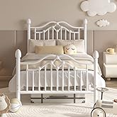 LoVinson Twin Bed Frame with Headboard and Footboard, Modern Metal Platform Bed Frame for Kids, Support Up to 800LBS, No Box Spring Needed, Noise Free, Easy Assembly, White