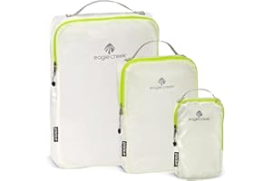Eagle Creek Pack-It Specter Packing Cubes Set XS/S/M - Durable, Ultra-Lightweight and Water-Resistant Ripstop Fabric Suitcase Organizer Bags for Clothing and Gear, White/Strobe