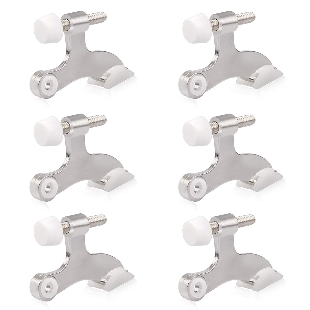 Photo 1 of HOMOTEK 6 Pack Hinge Pin Satin Nickel Door Stopper,Adjustable Deluxe Heavy Duty Door Stopper 2-1/2"x1-3/4",with White Rubber Bumper Tips