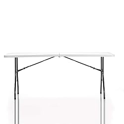 COSCO Fold-in-Half Banquet Table w/Handle, 6ft, White
