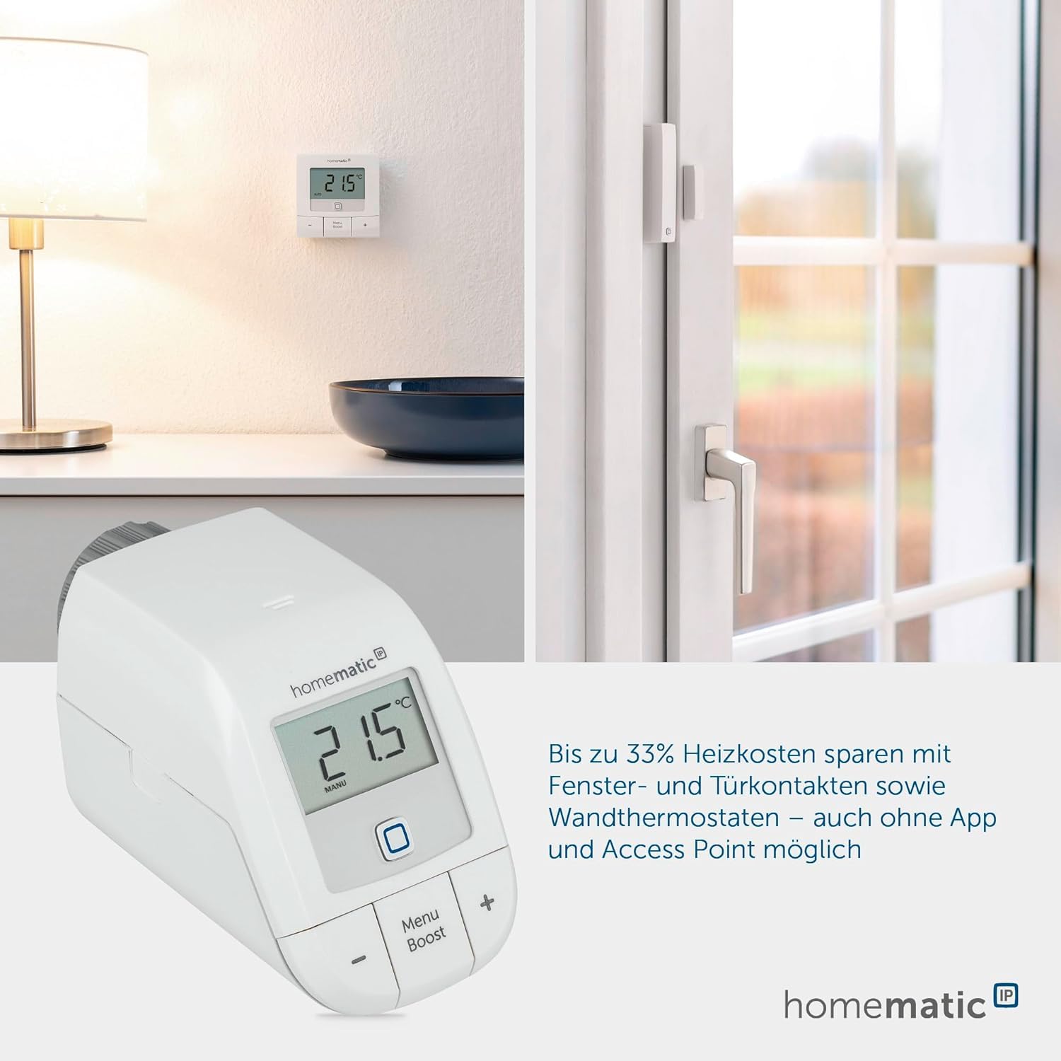 Homematic IP Heizkörperthermostat – Basic, Smart Home, digitaler Thermostat Heizung, Steuerung per App, Alexa, Google Home, einfache Installation, Energie sparen, 153412A3 7