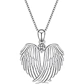 Dtexhif Angel Wings Necklace Silver Plated Guardian Angel Wings Pendant Necklaces Birthstone Necklace Jewelry for Women