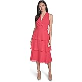Jessica Howard Womens Sleeveless Halter Neck Tiered Skirt Dress