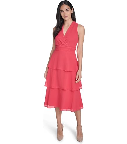 jessica howard asymmetrical tiered dress Womens Chiffon Sleeveless Floral dress