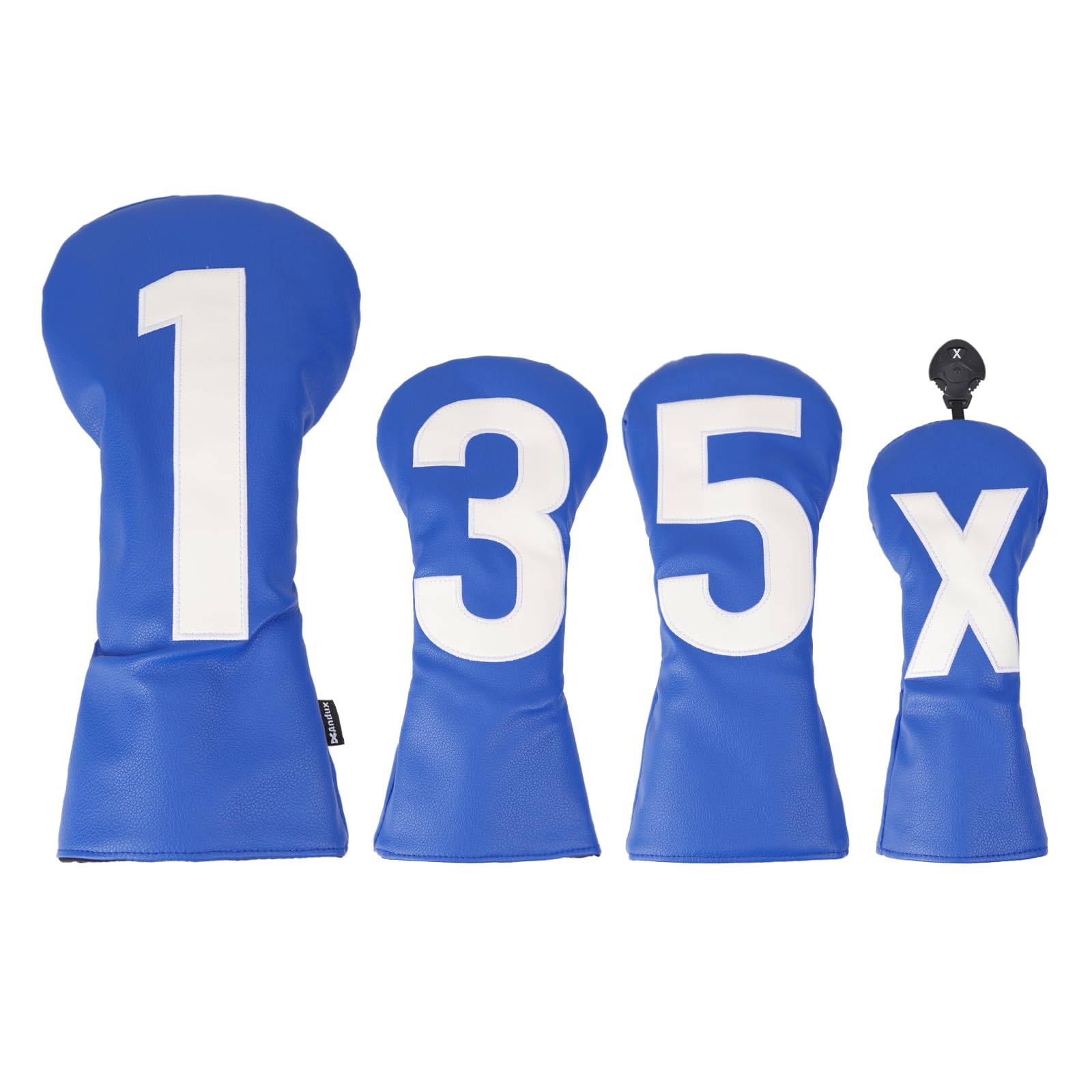 Andux 4Pack/set PU Large Number Golf 460cc Driver Fairway Woods Club Head Covers Blue