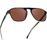 WearMe Pro Emerson Men's Polarized Aviator Sunglasses, Square Frame, UV400 | Shatter-Resistant Lenses, Lightweight Durable Frame, 5-Barrel Metal Hinges, Includes Microfiber Pouch for Cleaning/Storage