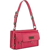 Wrangler Y2K Purse Small Shoulder Bag for Women with Western Detachable Charms & Multiple Pockets