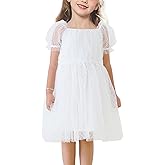 Toddler Girl Flower Gril Princess Dresses Dot Tulle Puff Sleeve Party Tutu Dress for Birthday