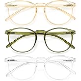 IBOANN Chic & Comfy Blue Light Glasses for Women - 3-Pack Round Frames, Screen-Ready Style with UV Protection Coating