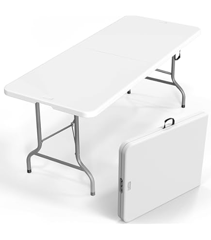 VINGLI 8 Foot Plastic Folding Table Portable Long Table for Indoor