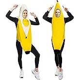 Zadin Banana Costume Adult Suit, Crazy Funny Banana 2026 Halloween Costume for Men Women Teen, Silly Peely Banana Hat Fruit