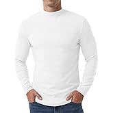 Askdeer Men's T-Shirts Cotton Mock Turtleneck Long Sleeve Shirts Lightweight Thermal Pullover Sweaters