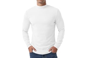 Askdeer Men's T-Shirts Cotton Mock Turtleneck Long Sleeve Shirts Lightweight Thermal Pullover Sweaters