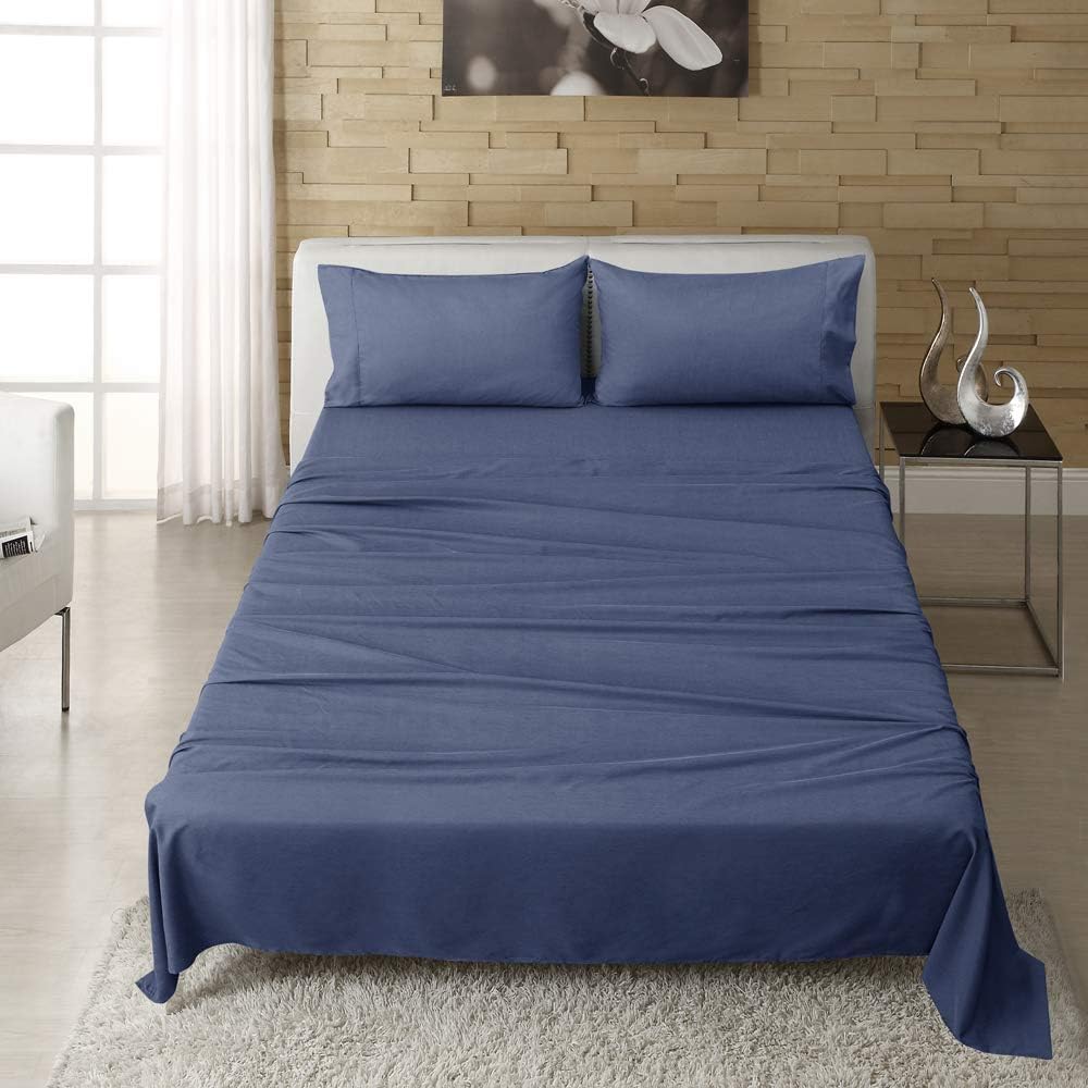 Mejoroom Luxury Bamboo Bed Sheet Set - Hypoallergenic Bedding Blend from Natural Bamboo Fiber - Deep Pocket,Ultra Silky Soft, Eco-Friendly - 4 Piece(Full,Navy Blue)