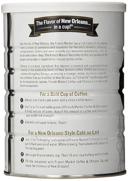 FRENCH MARKET COFFEE & CHICORY RESTAURANT BLEND MEDIUM-DARK ROAST GROUND COFFEE, 12OZ CAN (PACK OF 1)