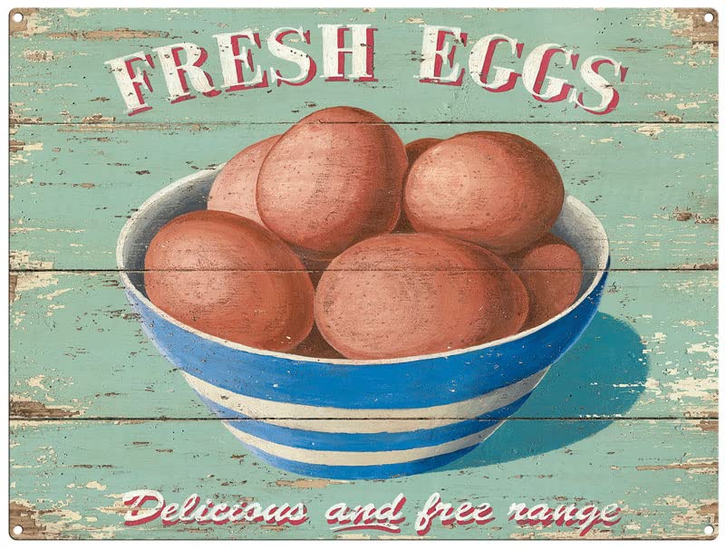 Small (150 x 200mm) Metal Sign - Fresh Eggs - Delicious and Free Range