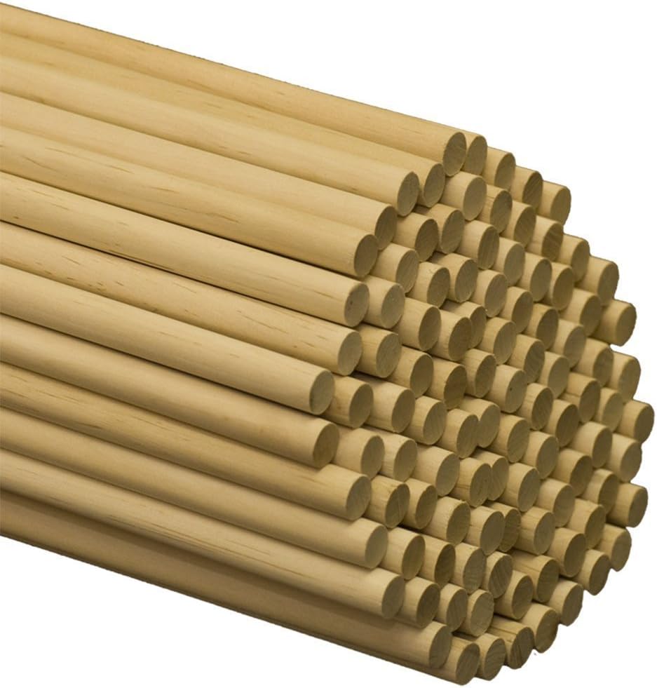 1/2 x 12 Inch Wooden Dowel Rods, Bulk Box of 250 Unfinished Hardwood