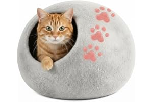 Woolygon Luxurious Eco-Friendly Merino Wool Cat Cave Bed - Foldable Hideaway Pod for Indoor Cats - Premium Felt Kitten Beds - Covered Cat House for Ultimate Cozy Comfort