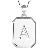 YL Initial Necklace 925 Sterling Silver Square/Round/Heart Letter Pendant A-Z Alphabet Polished Jewelry for Women